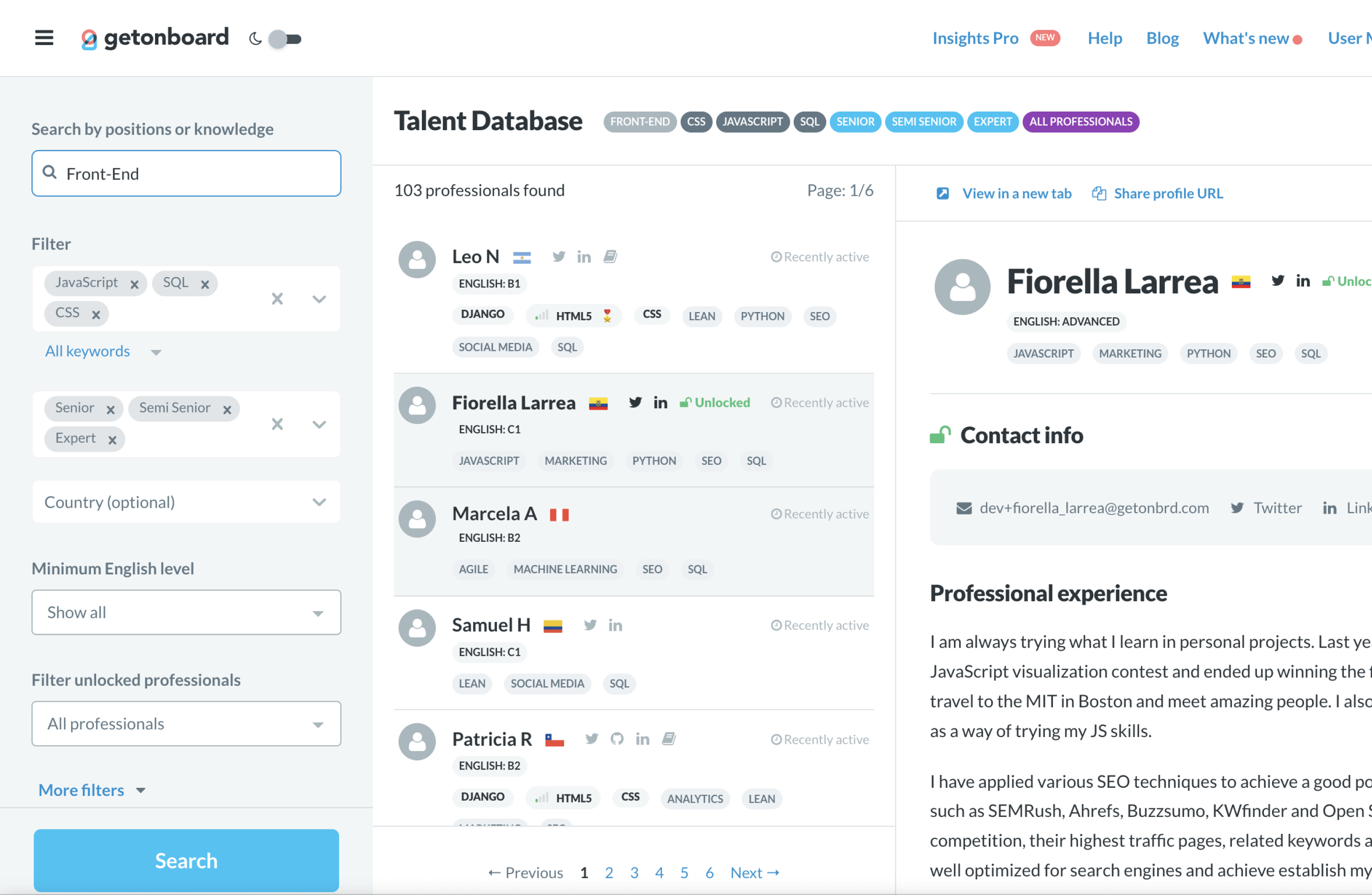 Talent Database
